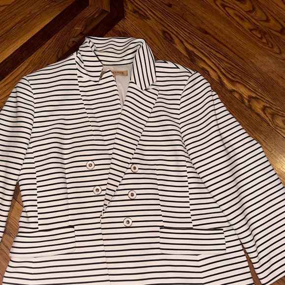 Nipon Boutique Black and White Striped Jacket Size 14 - Picture 6 of 11